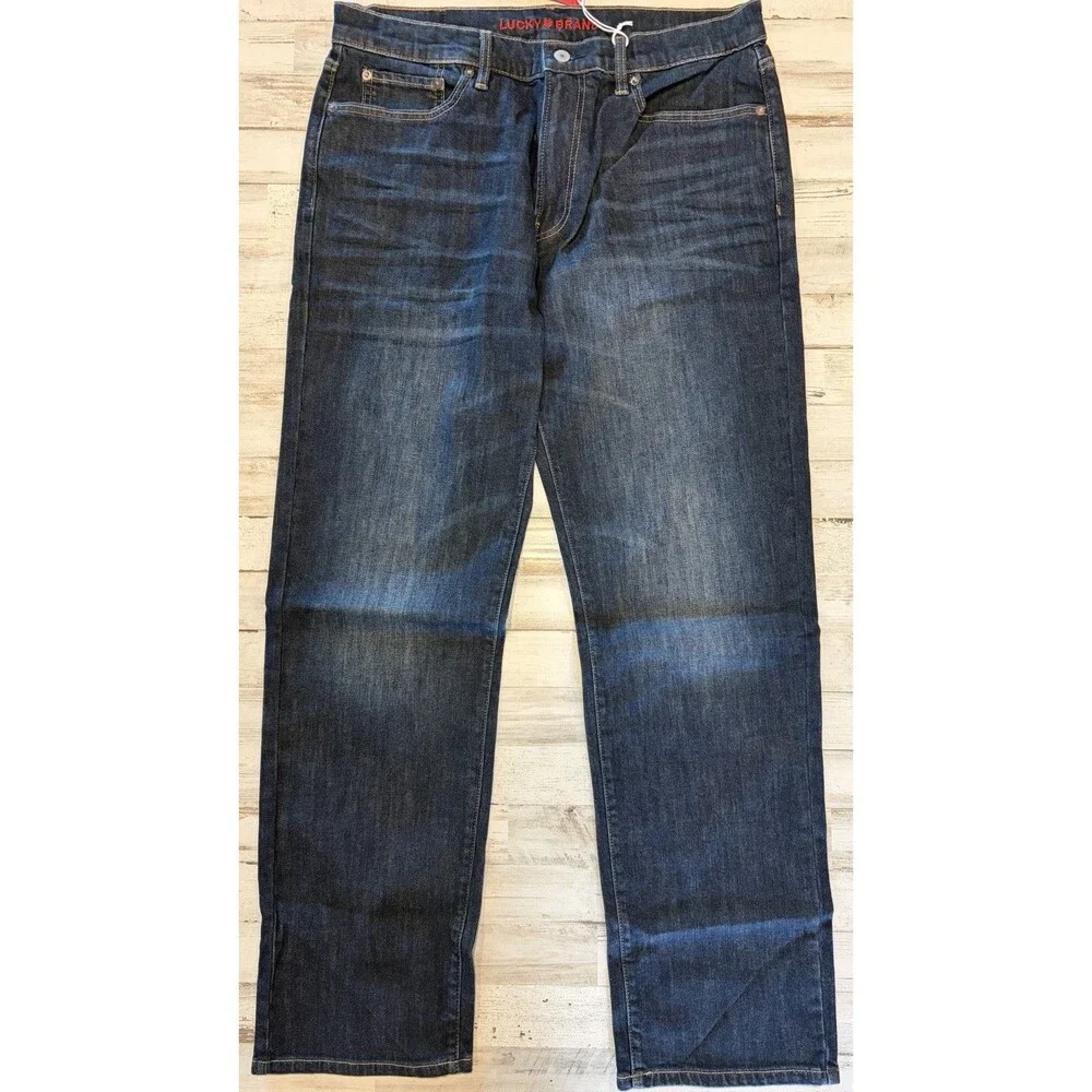 Lucky Brand Mens 221 Straight Jeans 33x31.5 Dark Wash Barite western rodeo